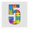 Colorful puzzle number - 5. Jigsaw figure five