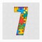 Colorful puzzle number - 7. Jigsaw figure seven