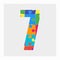 Colorful puzzle number - 7. Jigsaw figure seven
