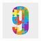 Colorful puzzle number - 9. Jigsaw figure nine