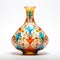 Colorful Qajar Art Vase: Iranian Handmade On White Background