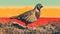 Colorful Quail Art Piece With Retro Filters And Desertpunk Style
