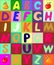 Colorful quilt alphabet. Patchwork letters.