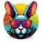 Colorful rabbit with glasses