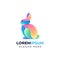 Colorful rabbit logo deisgn template  floral shape gradient