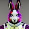 colorful rabbit in samurai armor