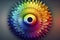 Colorful radial gradient badge made of rainbow spectral colors placed