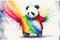 Colorful rainbow anthropomorphic LGBT Red Panda watercolor painting animal animals