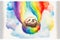 Colorful rainbow baby sloth on a cloud watercolour