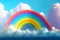 a colorful rainbow in blue sky with cloud ai generated