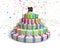 Colorful rainbow cake with on top a chocolate number 10