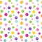 Colorful rainbow cartoon daisy flowers seamless pattern background illustration