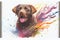 Colorful rainbow Chocolate Labrador dog watercolor painting