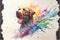 Colorful rainbow Chocolate Labrador dog watercolor painting