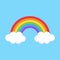 Colorful rainbow with clouds vector illustration