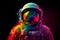 Colorful rainbow cosmonaut. Generate Ai