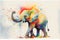 Colorful rainbow Elephant trunk watercolor painting