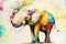 Colorful rainbow Elephant trunk watercolor painting
