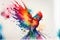 Colorful rainbow fiery phoenix bird watercolor painting