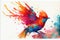 Colorful rainbow fiery phoenix bird watercolor painting