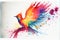 Colorful rainbow fiery phoenix bird watercolor painting