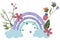 Colorful Rainbow with flowers, leaves and stars. Nursery rainbow for your design. Magical illustrations for your as