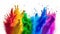 Colorful rainbow holi paint color powder explosion isolated white