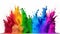 Colorful rainbow holi paint color powder explosion isolated white