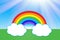 Colorful rainbow illustration with sunbeams.let`s all be well. Flash mob society community on self-isolation quarantine pandemic