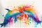 Colorful rainbow jumping dolphin dolphins watercolor painting