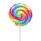 Colorful rainbow lollipop - sweet hard candy on stick.