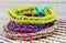 Colorful Rainbow loom bracelet rubber bands fashion close up