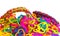 Colorful Rainbow loom bracelet rubber bands fashion close up wit