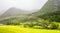 Colorful rainbow over the fields, lake and houses of Skei village, JÃƒÂ¸lster in Sogn og Fjordane county, Norway