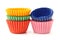 Colorful rainbow paper muffin or cup cake cups