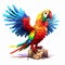 Colorful Rainbow Parrot On Small Wooden Object - Voxel Art Illustration