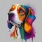 Colorful rainbow realistic Beagle dog.