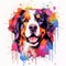 colorful rainbow realistic Bernese mountain dog. Illustration, AI generation