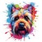 colorful rainbow realistic yorkshire terrier dog. Illustration, AI generation