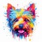 colorful rainbow realistic yorkshire terrier dog, t-shirt design. Illustration, AI generation