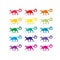 Colorful rainbow spectrum cat icons. Animal symbol.