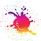 Colorful rainbow spectrum ink splash droplet by grunge brush dis