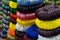 Colorful Rajasthani bangles, being sold at famous Sardar Market and Ghanta ghar Clock tower in Jodhpur, Rajasthan, India