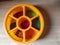 Colorful rangoli powder box