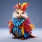 Colorful Rat Adorned In Feathers: A Playful And Conceptual Vray Tracing Artwork