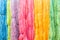 Colorful of raw multicolored silk thread background