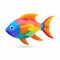 Colorful Realism Fish Icon With Bright Color Blocks