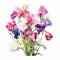 Colorful Realism: Sweet Pea Bouquet Watercolor Illustration For Weddings