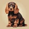 Colorful Realism: Vector Illustration Of A Brown And Black Puppy