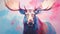 Colorful Realism: Vibrant Moose Painting In Uhd With Kimoicore Style